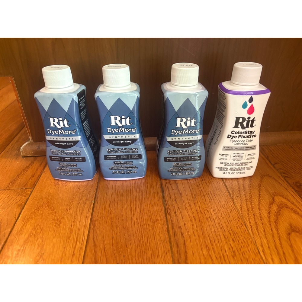 Rit DyeMore Synthetic Fiber Dye Midnight Navy 3pk & ColorStay Dye Fixative 1pk